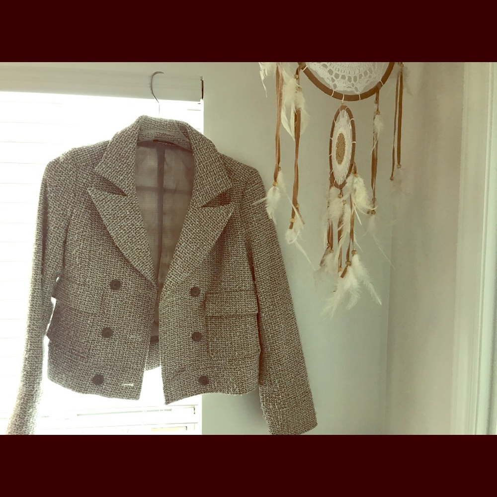 Gray and White Blazer from Anthropologie